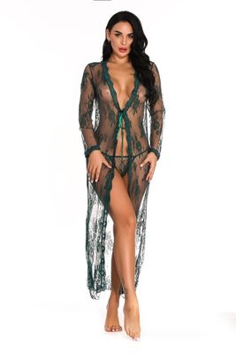 Babydoll See Through Lingerie Gown Long Night  Open Sheer See Thru Sheer Dress