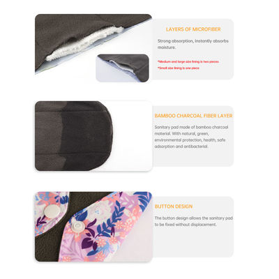 Bamboo Charcoal Reusable Sanitary Pads For Heavy Flow Menstrual Pads Washable