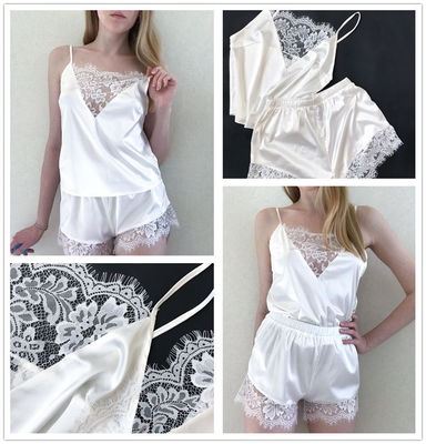 Sexy Black Lace Lingerie Bra Satin Sleepwear Cami Top And Shorts Pajama Set Leisure Wear Suit