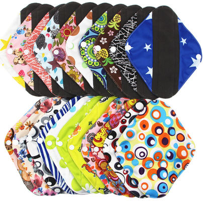 Reusable Bamboo Period Pads Washable Cloth Sanitary Pantyliner Absorbency Charcoal