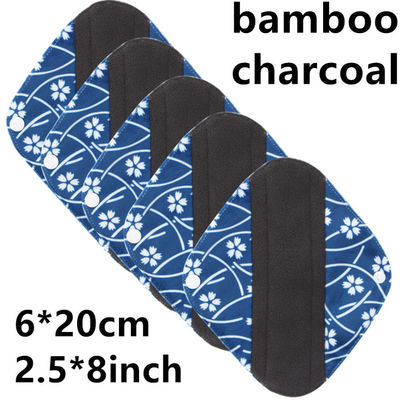 Reusable Bamboo Period Pads Washable Cloth Sanitary Pantyliner Absorbency Charcoal
