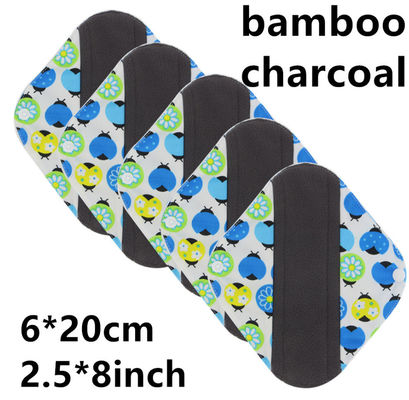 Reusable Bamboo Period Pads Washable Cloth Sanitary Pantyliner Absorbency Charcoal