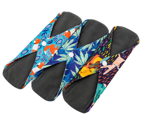 Bamboo Charcoal Reusable Menstrual Cloth Pads Sanitary Washable Cloth Absorbency