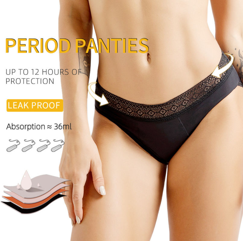 Lace Plus Size Menstrual Panties For Heavy Flow Underwear Sexy 4 Layers Girls