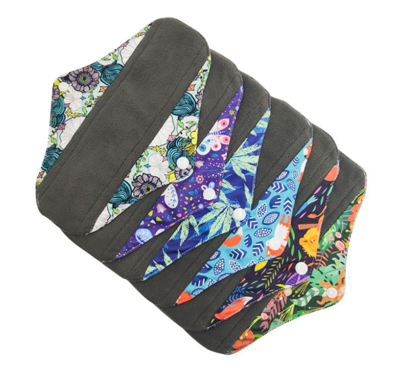 Bamboo Charcoal Reusable Menstrual Cloth Pads Sanitary Washable Cloth Absorbency